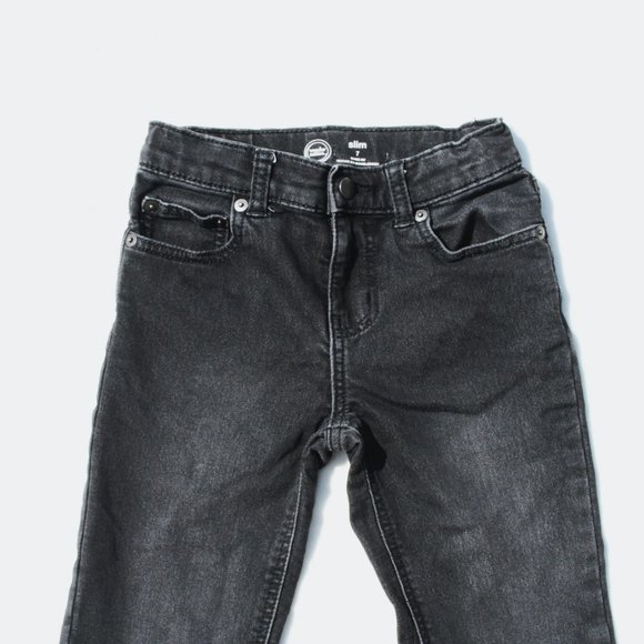 DEEP BLACK DENIM JEANS Boys 7 STRETCH SLIM CUT PANTS POCKETS COMFY ADJUSTABLE - Picture 3 of 15